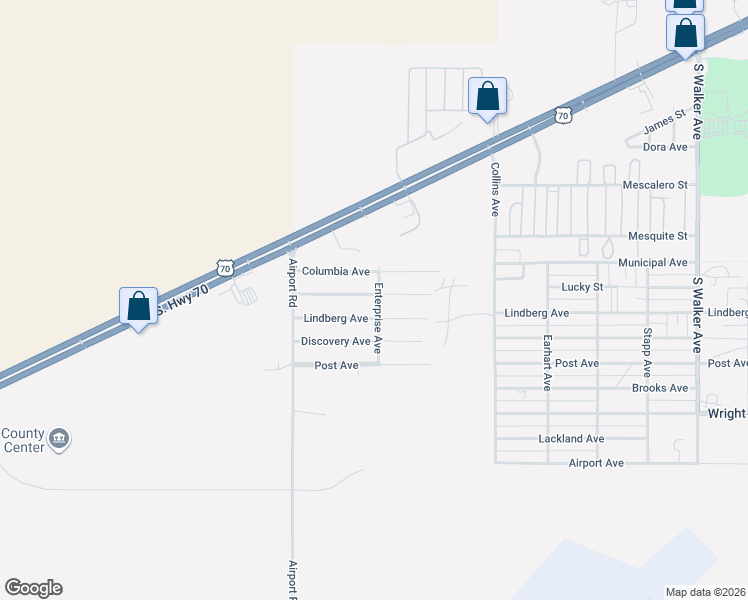map of restaurants, bars, coffee shops, grocery stores, and more near 1403 Challenger Avenue in Alamogordo