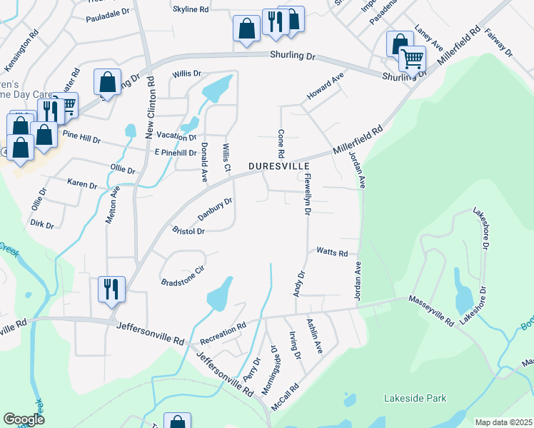 map of restaurants, bars, coffee shops, grocery stores, and more near 115 Bryant Plantation Rd in Macon