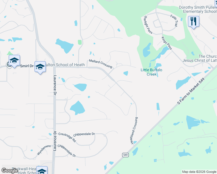 map of restaurants, bars, coffee shops, grocery stores, and more near 508 Shadow Wood Lane in Heath