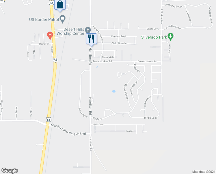 map of restaurants, bars, coffee shops, grocery stores, and more near 2351 Hamilton Road in Alamogordo