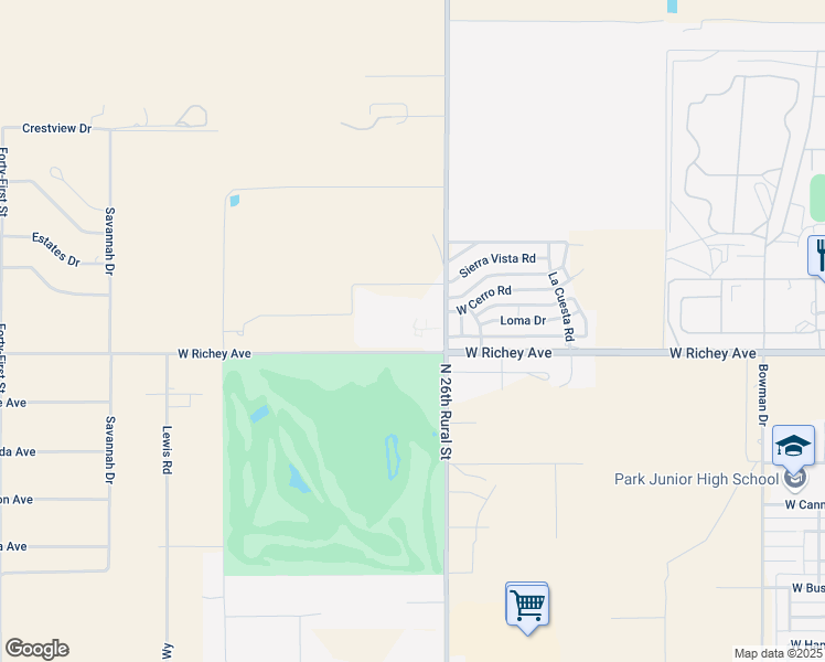map of restaurants, bars, coffee shops, grocery stores, and more near 2602 West Richey Avenue in Artesia