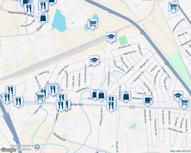 map of restaurants, bars, coffee shops, grocery stores, and more near 2685 Leeds Avenue in North Charleston