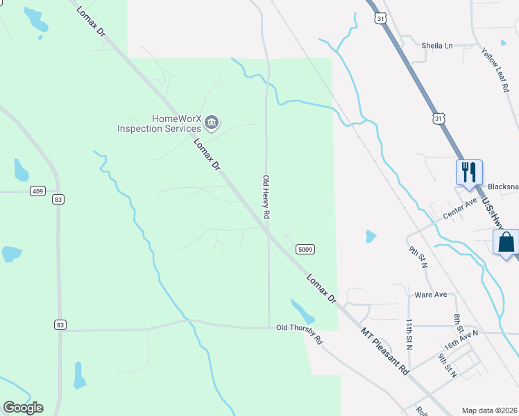 map of restaurants, bars, coffee shops, grocery stores, and more near 1376 County Road 411 in Clanton