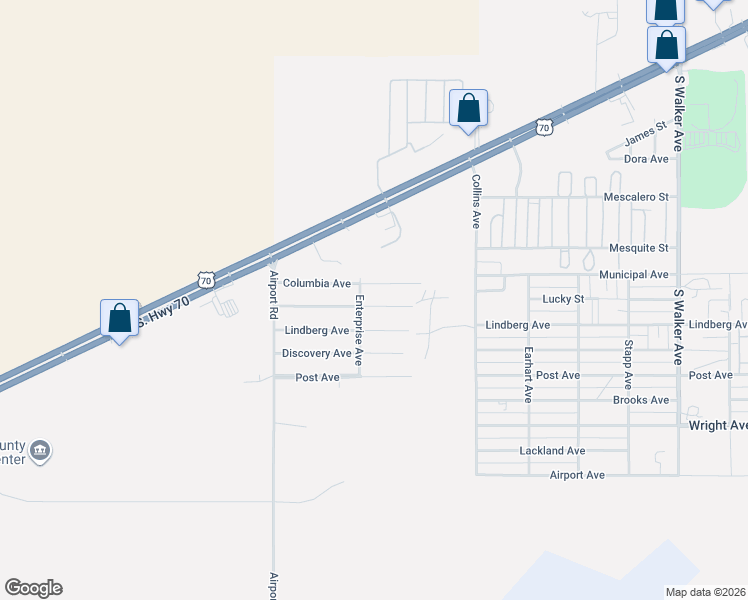 map of restaurants, bars, coffee shops, grocery stores, and more near 1361 Challenger Avenue in Alamogordo