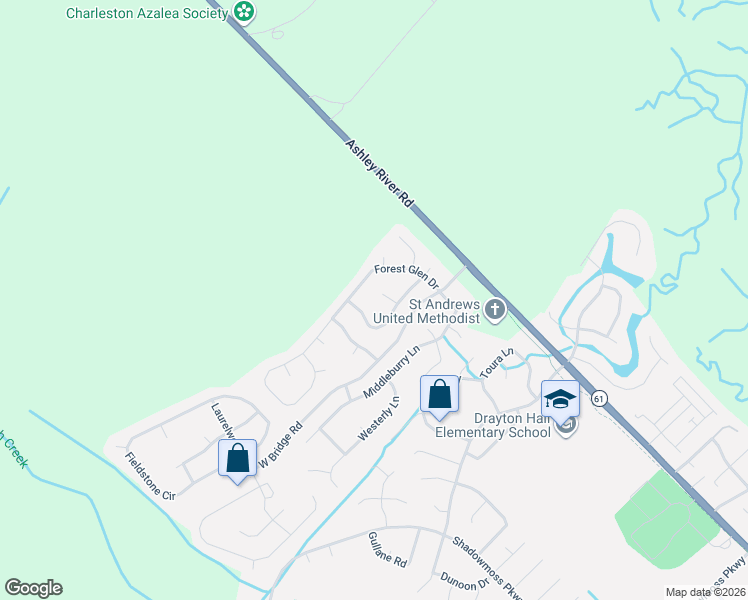 map of restaurants, bars, coffee shops, grocery stores, and more near 3263 Hunters Rest Drive in Charleston