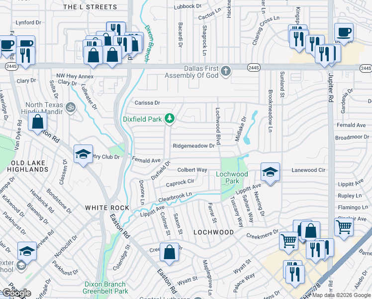map of restaurants, bars, coffee shops, grocery stores, and more near 10920 Fernald Avenue in Dallas