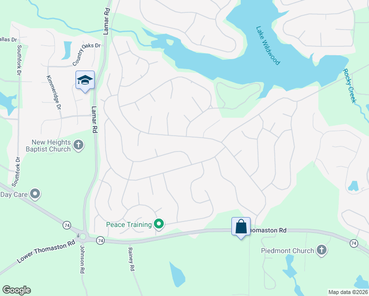 map of restaurants, bars, coffee shops, grocery stores, and more near 1267 Chisholm Trail in Macon