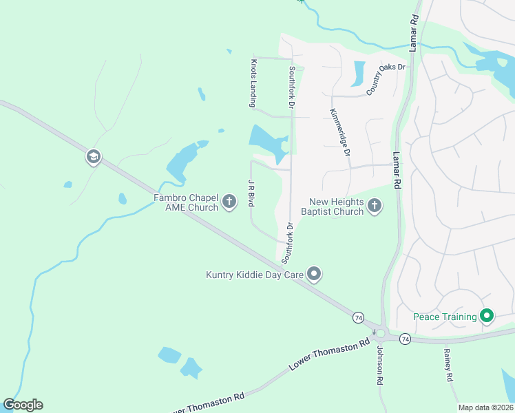 map of restaurants, bars, coffee shops, grocery stores, and more near 215 J R Boulevard in Macon