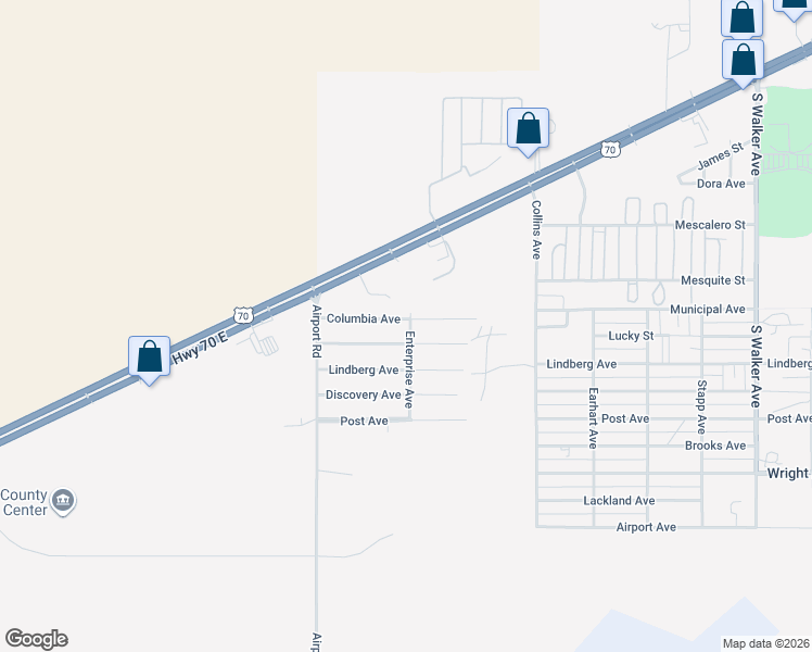 map of restaurants, bars, coffee shops, grocery stores, and more near 1406 Columbia Avenue in Alamogordo