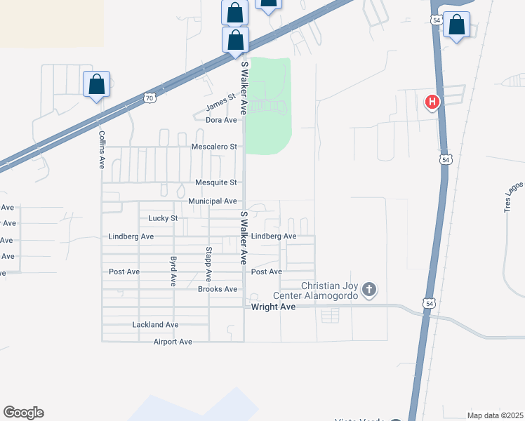 map of restaurants, bars, coffee shops, grocery stores, and more near 49 Aspen Drive in Alamogordo