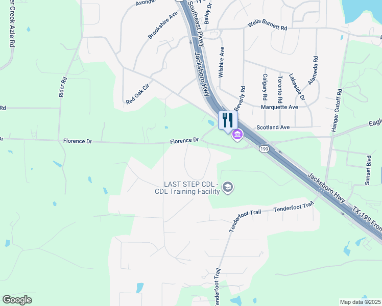 map of restaurants, bars, coffee shops, grocery stores, and more near 1616 Florence Drive in Azle