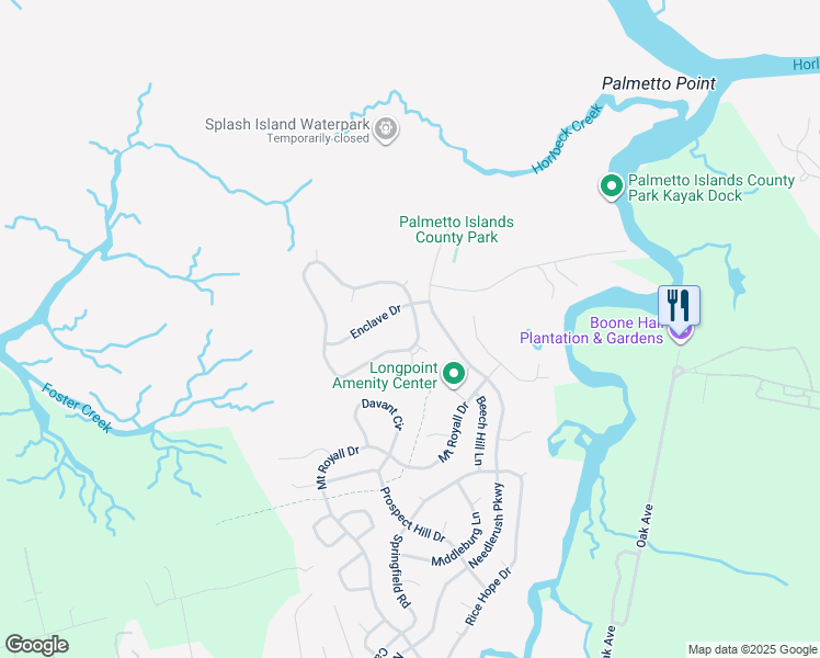 map of restaurants, bars, coffee shops, grocery stores, and more near 176 Oak Point Landing Drive in Mount Pleasant