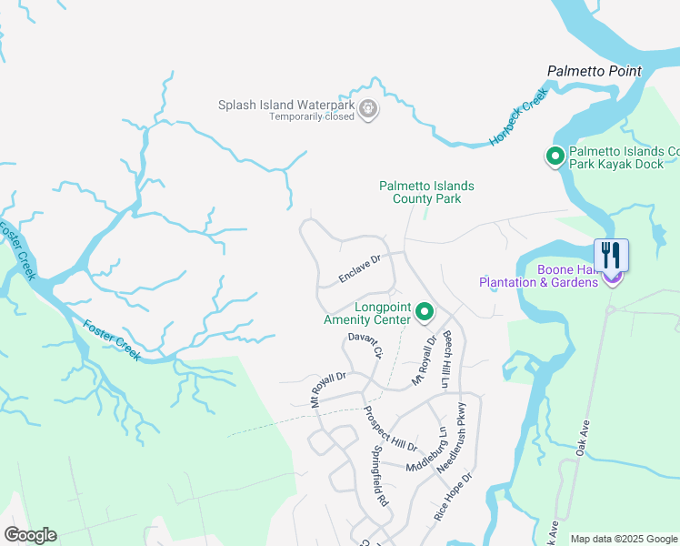 map of restaurants, bars, coffee shops, grocery stores, and more near 1951 Enclave Drive in Mount Pleasant