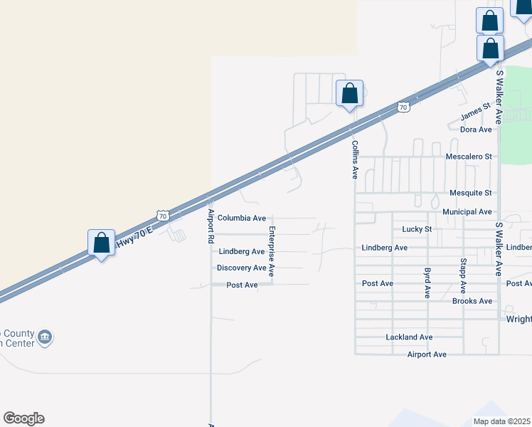 map of restaurants, bars, coffee shops, grocery stores, and more near 1406 Columbia Avenue in Alamogordo