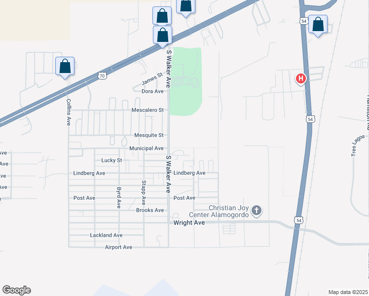 map of restaurants, bars, coffee shops, grocery stores, and more near 49 Aspen Drive in Alamogordo