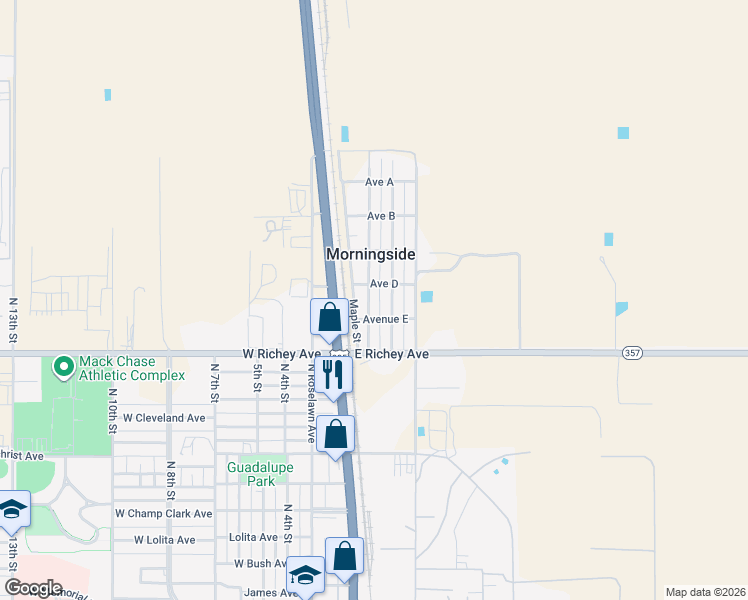 map of restaurants, bars, coffee shops, grocery stores, and more near 1708 North Pine Street in Artesia