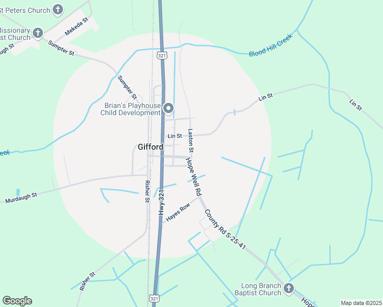 map of restaurants, bars, coffee shops, grocery stores, and more near 101 Hope Well Road in Brunson