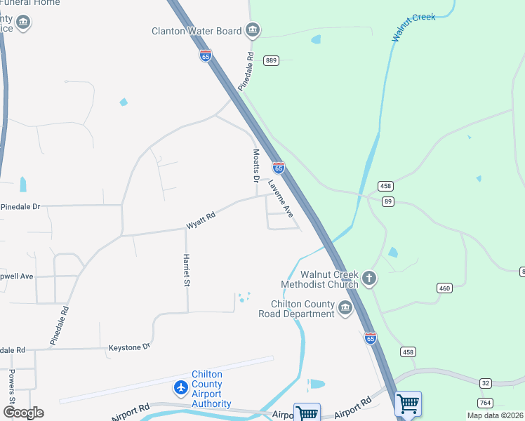 map of restaurants, bars, coffee shops, grocery stores, and more near 103 Randall Circle in Clanton