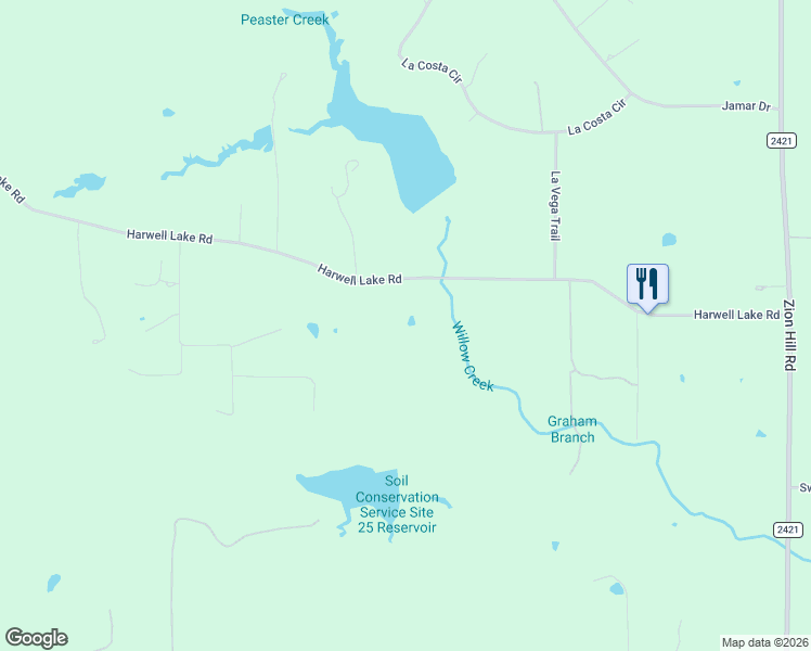 map of restaurants, bars, coffee shops, grocery stores, and more near 2901 Harwell Lake Rd in Weatherford