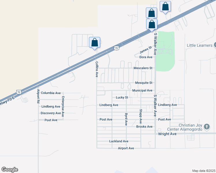map of restaurants, bars, coffee shops, grocery stores, and more near 1200-1228 Municipal Avenue in Alamogordo