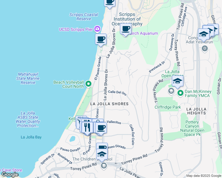 map of restaurants, bars, coffee shops, grocery stores, and more near in San Diego County