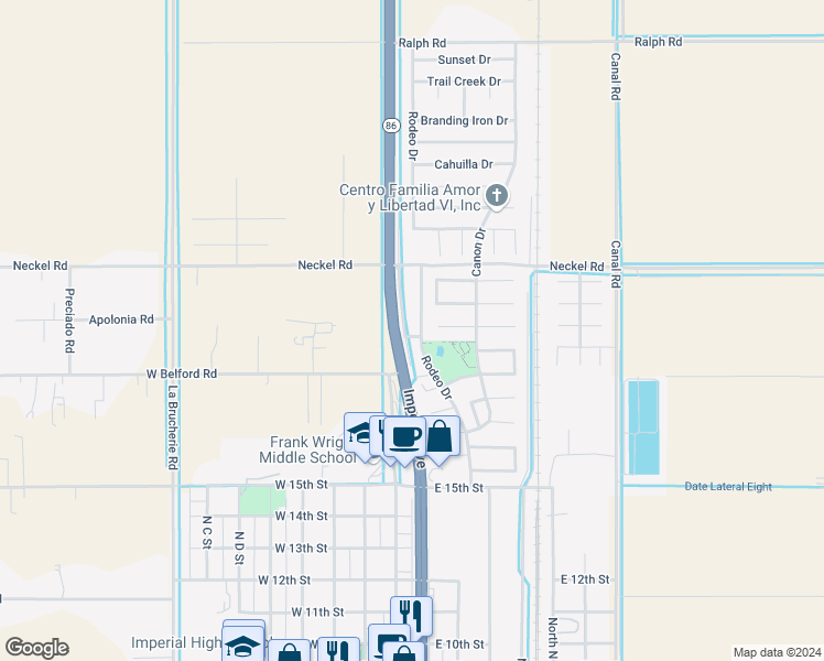 map of restaurants, bars, coffee shops, grocery stores, and more near in Imperial