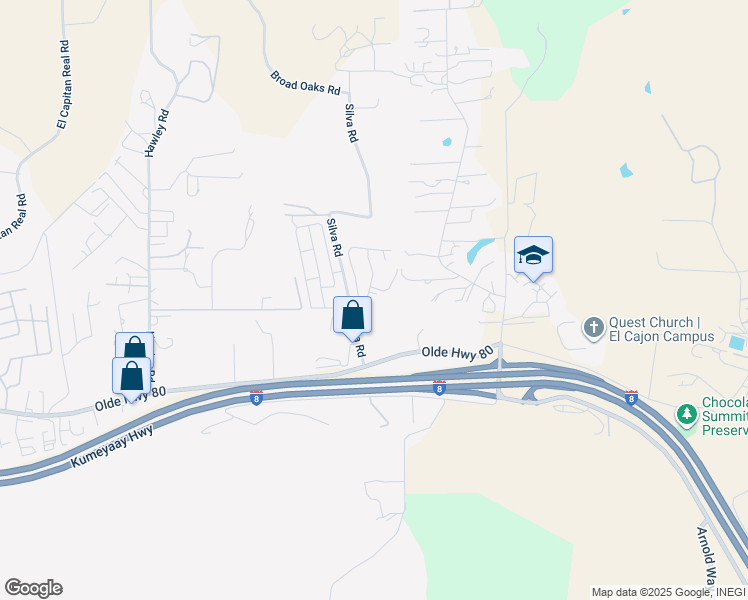 map of restaurants, bars, coffee shops, grocery stores, and more near 15935 Spring Oaks Road in El Cajon