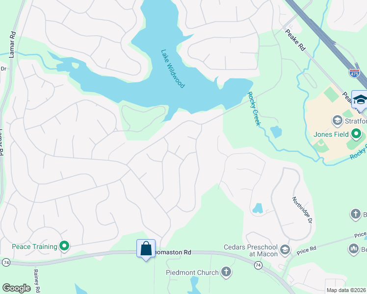 map of restaurants, bars, coffee shops, grocery stores, and more near 959 Amaiyulti in Macon