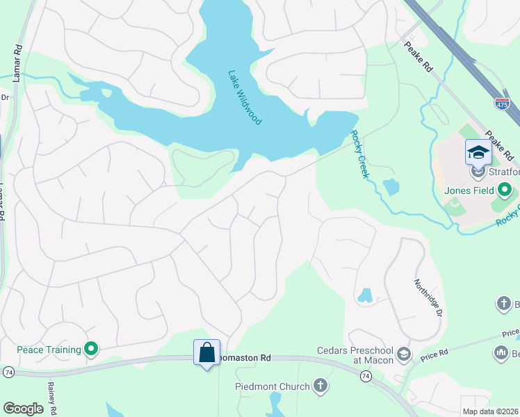 map of restaurants, bars, coffee shops, grocery stores, and more near 959 Amaiyulti in Macon