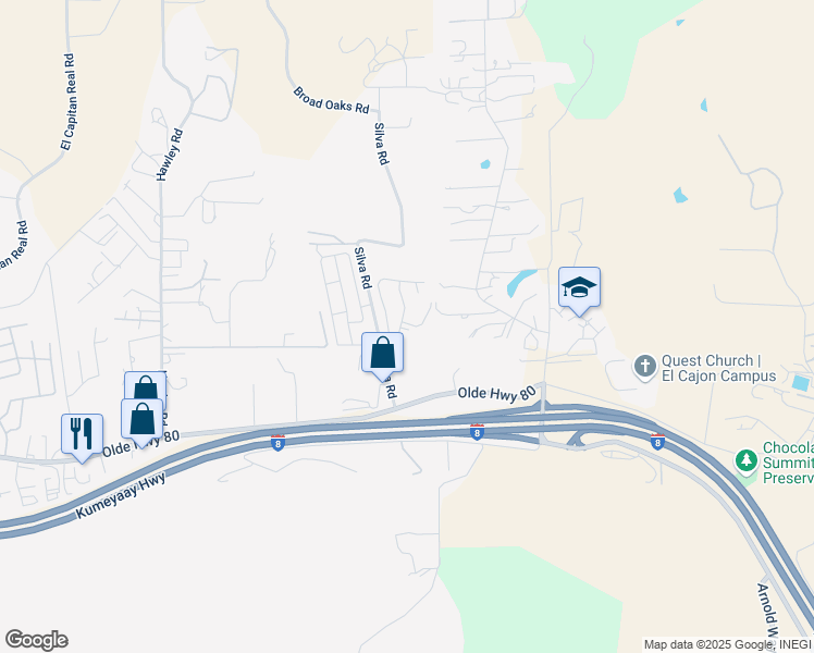 map of restaurants, bars, coffee shops, grocery stores, and more near 15935 Spring Oaks Road in El Cajon