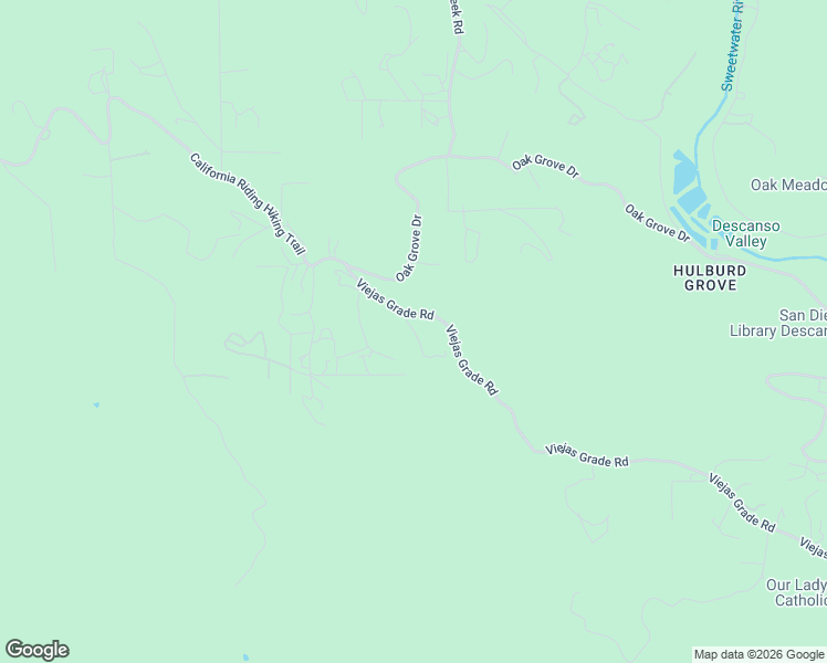 map of restaurants, bars, coffee shops, grocery stores, and more near Old Viejas Grade Road in Descanso