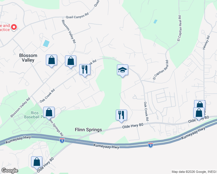 map of restaurants, bars, coffee shops, grocery stores, and more near 15011 Shanteau Drive in El Cajon