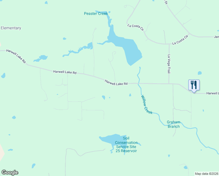 map of restaurants, bars, coffee shops, grocery stores, and more near 2901 Harwell Lake Road in Weatherford