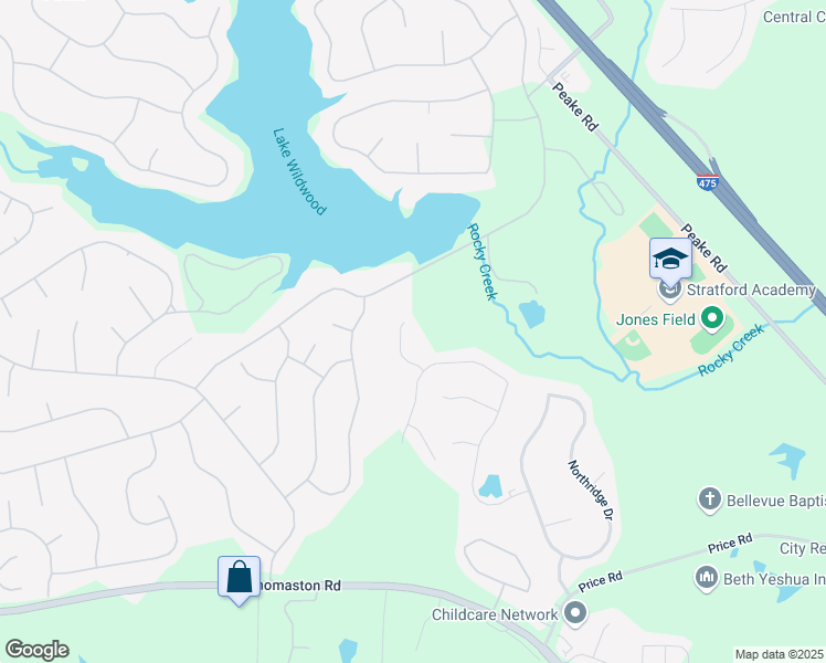 map of restaurants, bars, coffee shops, grocery stores, and more near 111 Fordham Court in Macon