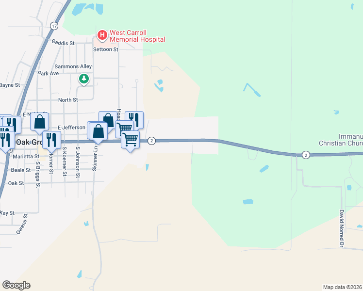 map of restaurants, bars, coffee shops, grocery stores, and more near 952-982 East Main Street in Oak Grove