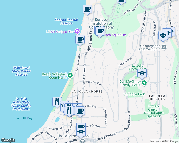 map of restaurants, bars, coffee shops, grocery stores, and more near 2331 Calle Corta in San Diego