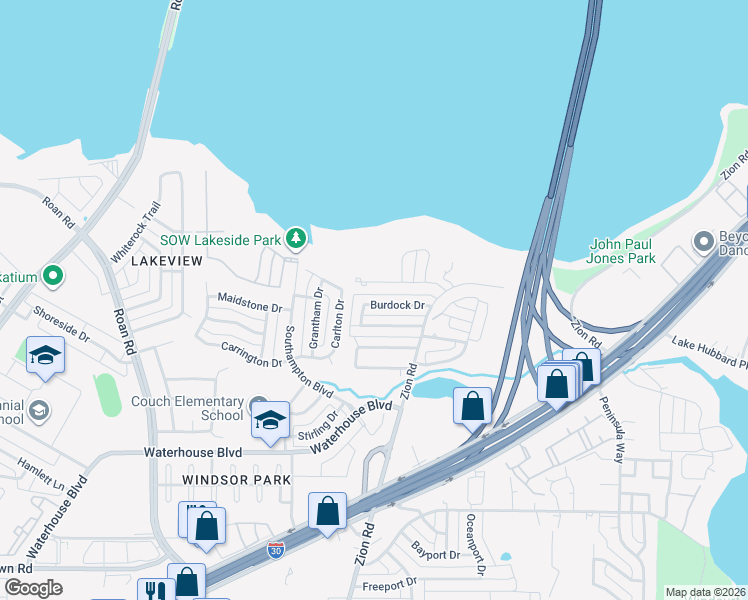 map of restaurants, bars, coffee shops, grocery stores, and more near 4602 Burdock Drive in Garland