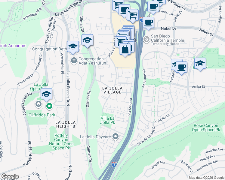 map of restaurants, bars, coffee shops, grocery stores, and more near in San Diego