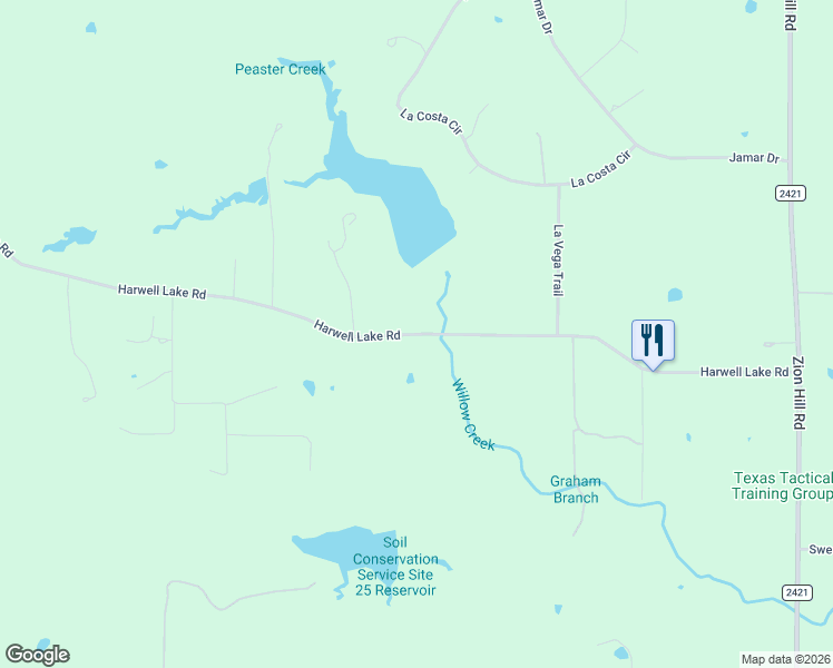 map of restaurants, bars, coffee shops, grocery stores, and more near 2883 Harwell Lake Road in Weatherford