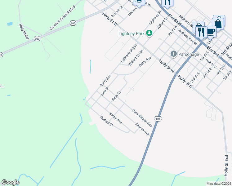 map of restaurants, bars, coffee shops, grocery stores, and more near 207 Ginn Altman Avenue in Hampton