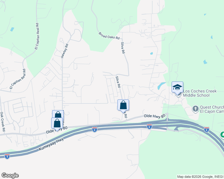 map of restaurants, bars, coffee shops, grocery stores, and more near 15935 Spring Oaks Road in El Cajon