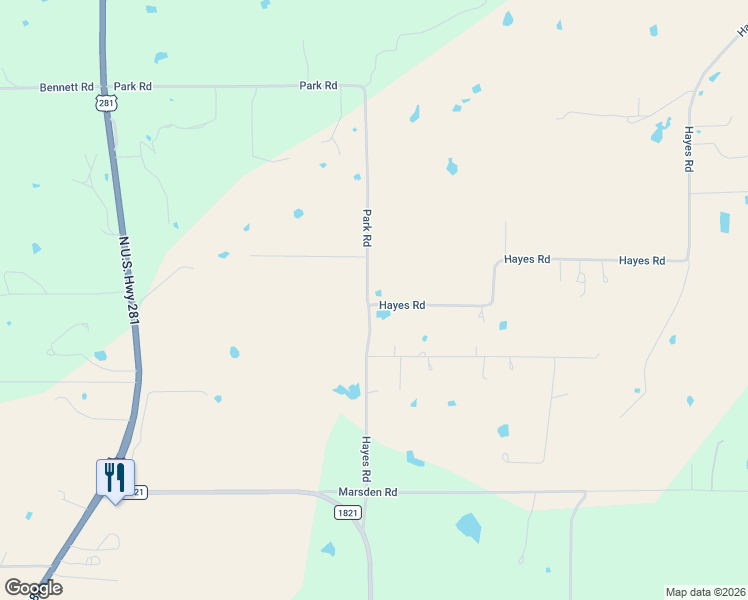 map of restaurants, bars, coffee shops, grocery stores, and more near 445 Hayes Road in Mineral Wells