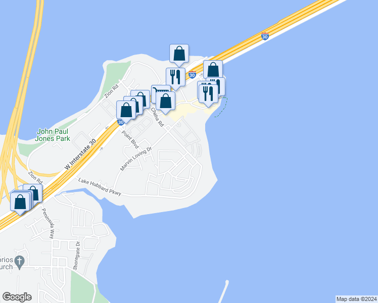 map of restaurants, bars, coffee shops, grocery stores, and more near 4488 Chaha Road in Garland