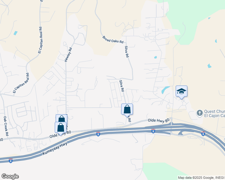 map of restaurants, bars, coffee shops, grocery stores, and more near Cedar Ridge Road in El Cajon