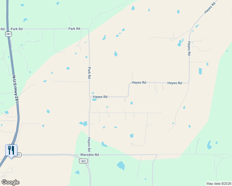 map of restaurants, bars, coffee shops, grocery stores, and more near 445 Hayes Road in Mineral Wells