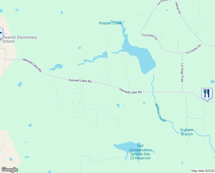 map of restaurants, bars, coffee shops, grocery stores, and more near 2997 Harwell Lake Road in Weatherford