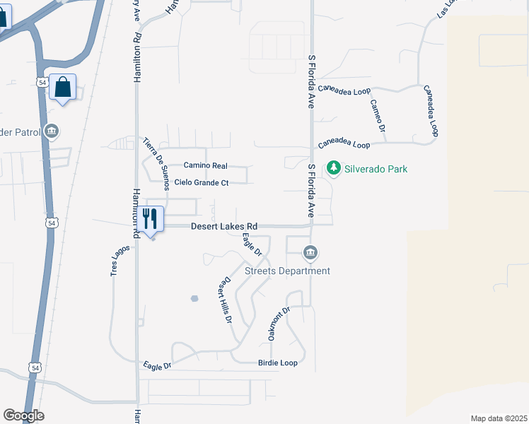 map of restaurants, bars, coffee shops, grocery stores, and more near 63 Desert Lakes Road in Alamogordo