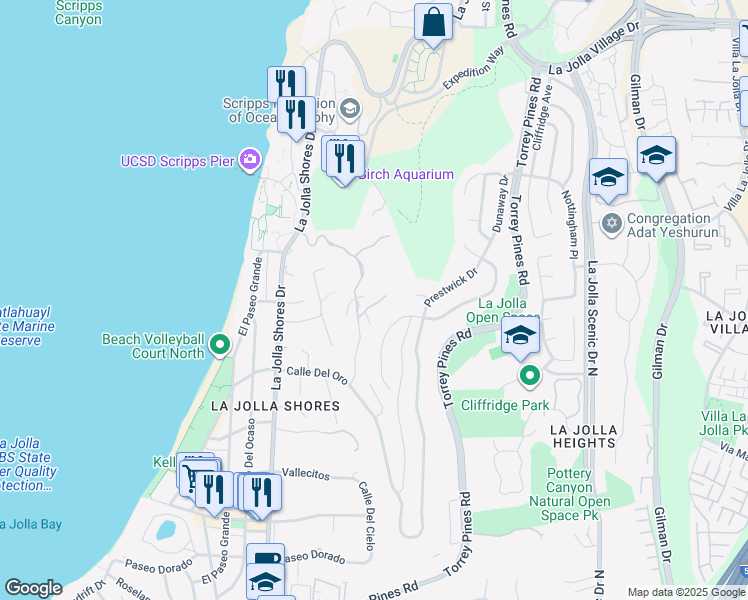 map of restaurants, bars, coffee shops, grocery stores, and more near 2516 Ruette Nicole in San Diego