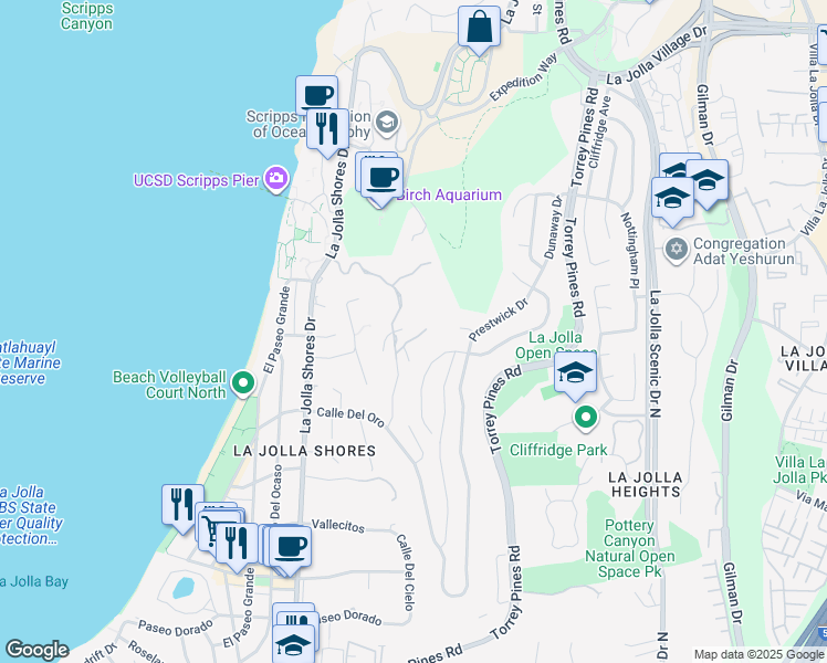 map of restaurants, bars, coffee shops, grocery stores, and more near 2516 Ruette Nicole in San Diego