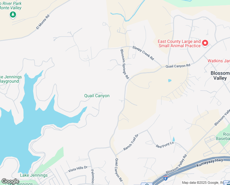 map of restaurants, bars, coffee shops, grocery stores, and more near 9824 Quail Canyon Road in El Cajon